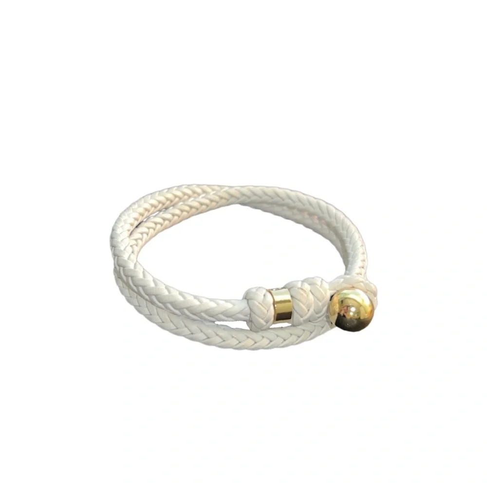 NEW Men’s White Italian Leather Bracelet – Handmade in Italy – Double Wrap